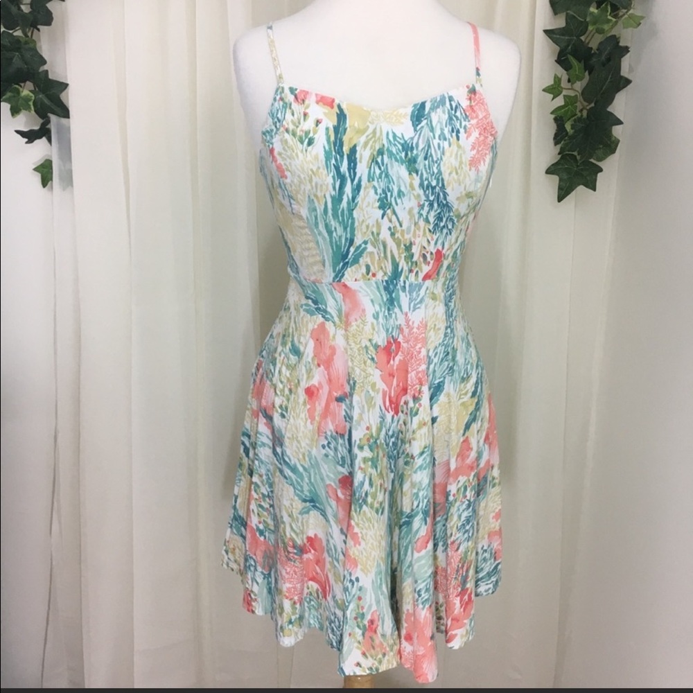 Plus-size Fit and Flair Coral and Kelp Dress